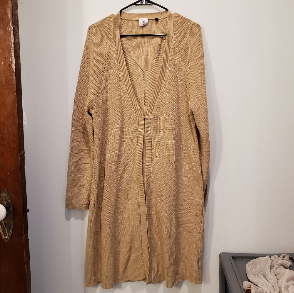CAbi Tan Long Cardigan Sweater